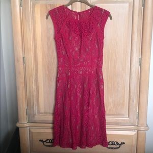 BCBG pink lace dress with nude slip sz xxs